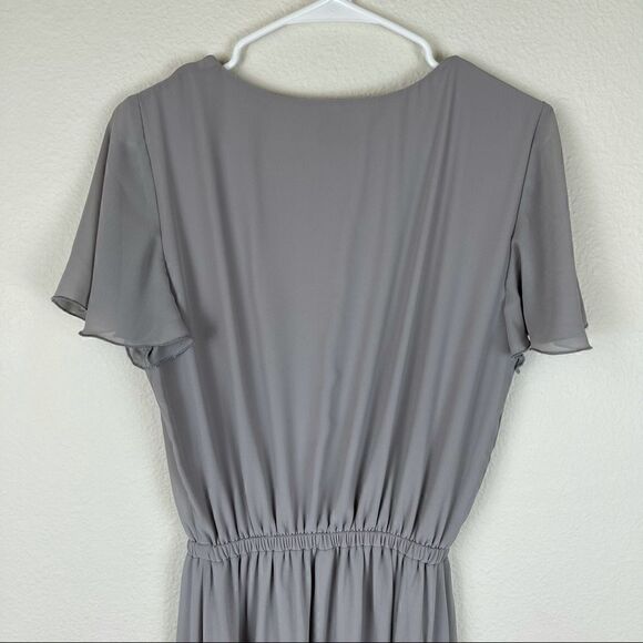 Show Me Your MuMu Women’s Gray Flutter Sleeve Evening Gown Bridesmaid Dress M - Picture 13 of 13